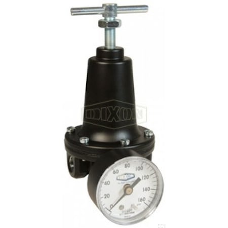 Dixon Watts by Relieving Standard Regulator with GC230 Gauge, 3/8 in NPT, 110 SCFM Flow Rate, 2 to 125 ps R119-03CG